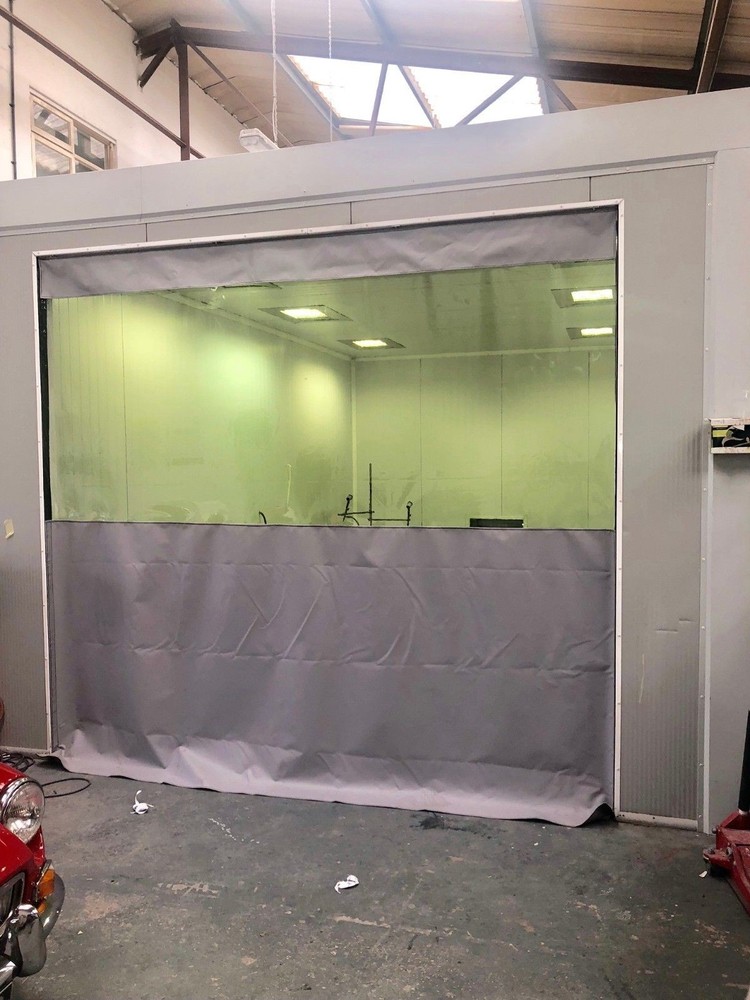 GREY & CLEAR DRAFT WATERPROOF WORKSHOP ROLLER SHUTTER CURTAIN 10 FT X 9 FT