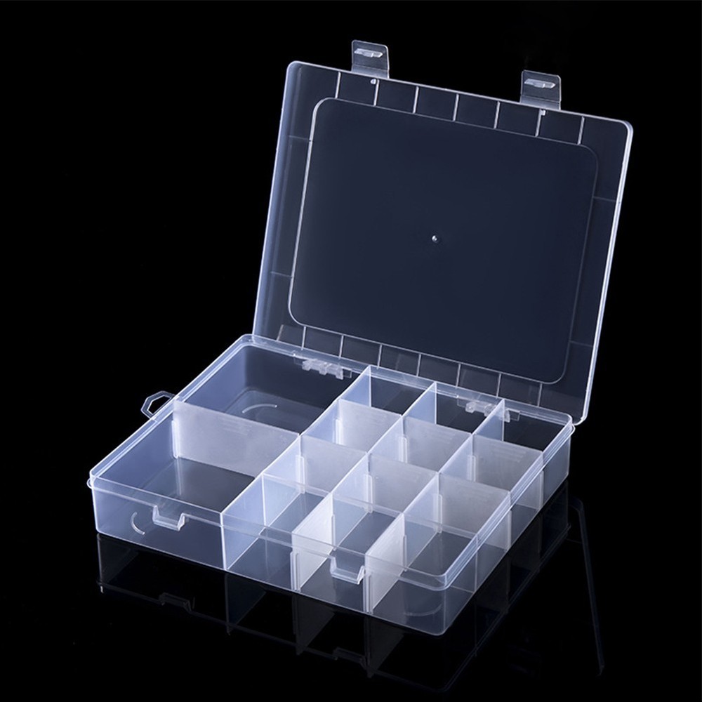 Adjustable Plastic Screw Holder Case Organizer with 14 Compartments Storage Box