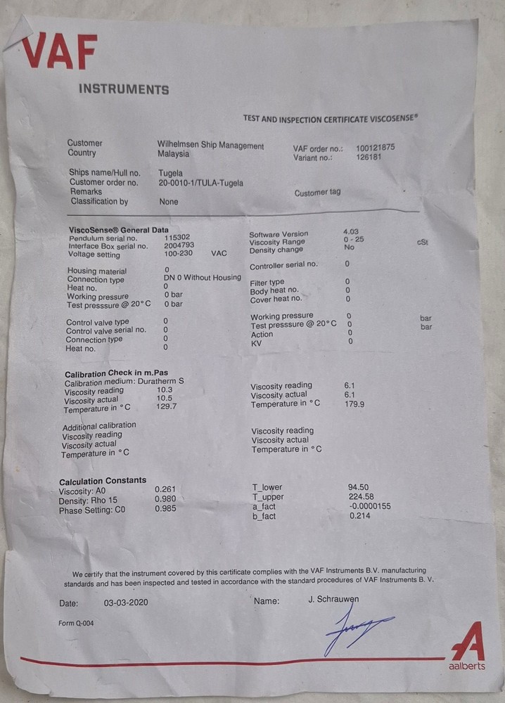 VAF Viscosense3 0279-0112 Interface Box with Sensor 115302