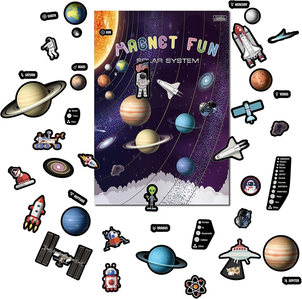 Magnetic Portable Playboard Solar System Planet Outer Space Play Create Scene...