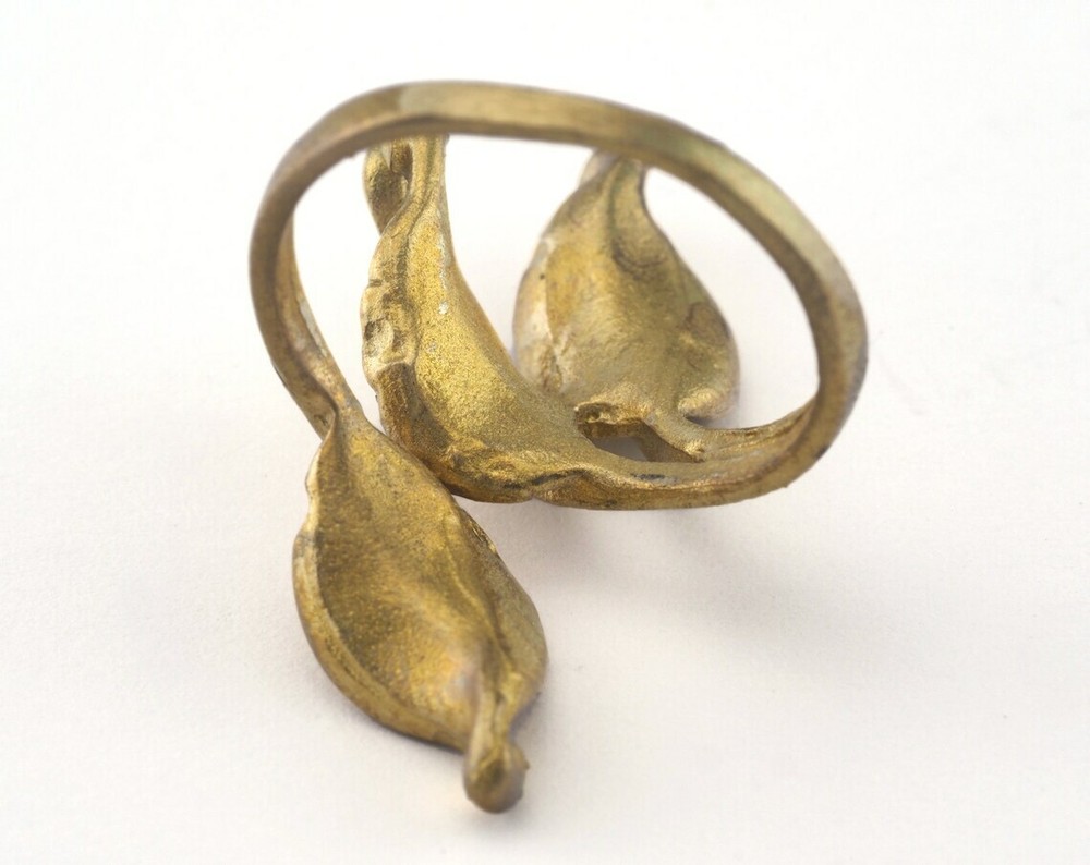 Leaves Ring Adjustable Blank Bezel Raw brass (19mm 9US inner size 2759