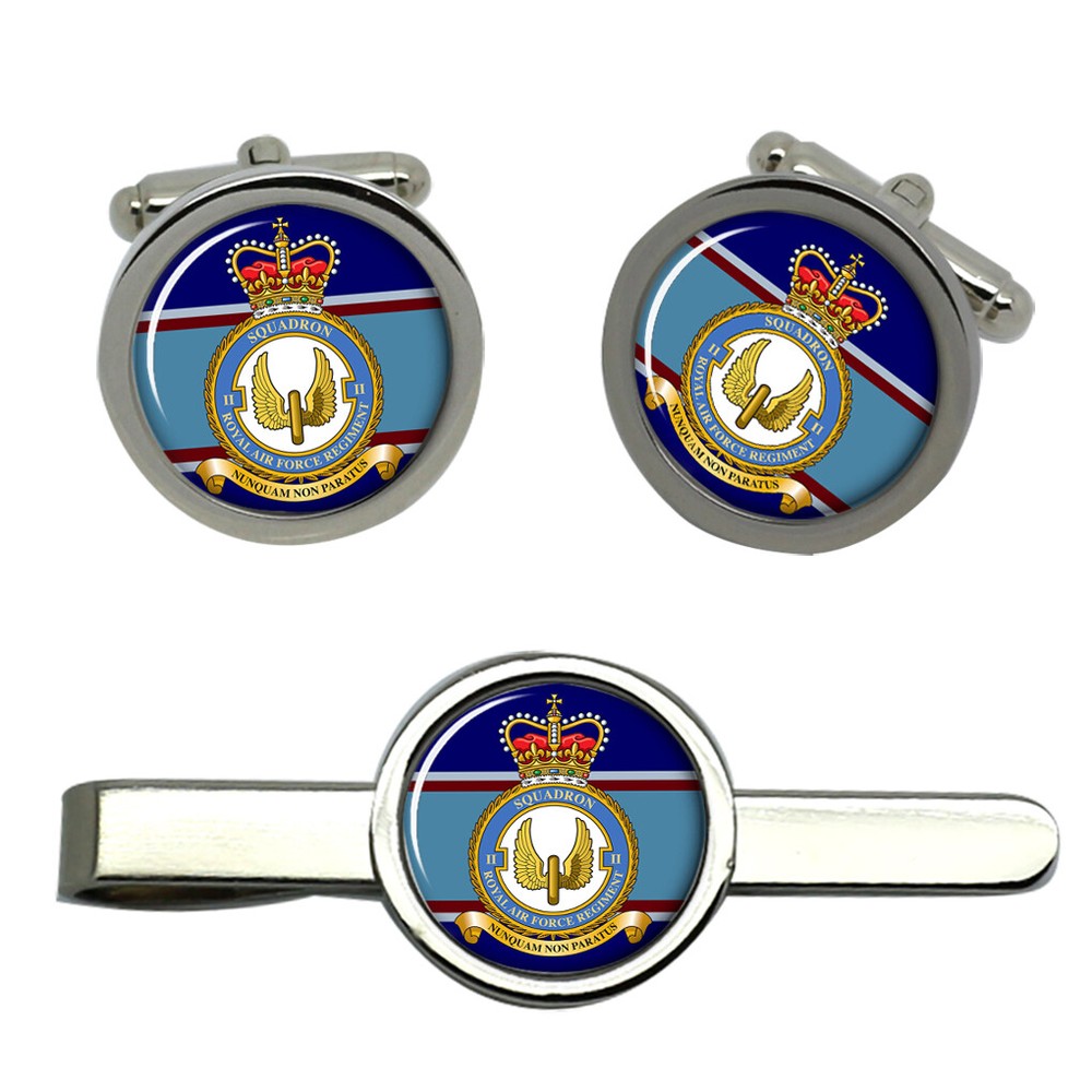 RAF Regiment 2 Squadron Cufflinks and Tie Clip Set
