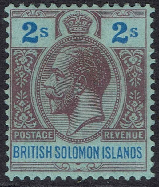 BRITISH SOLOMON ISLANDS 1922 KGV 2/- WMK MULTI SCRIPT CA