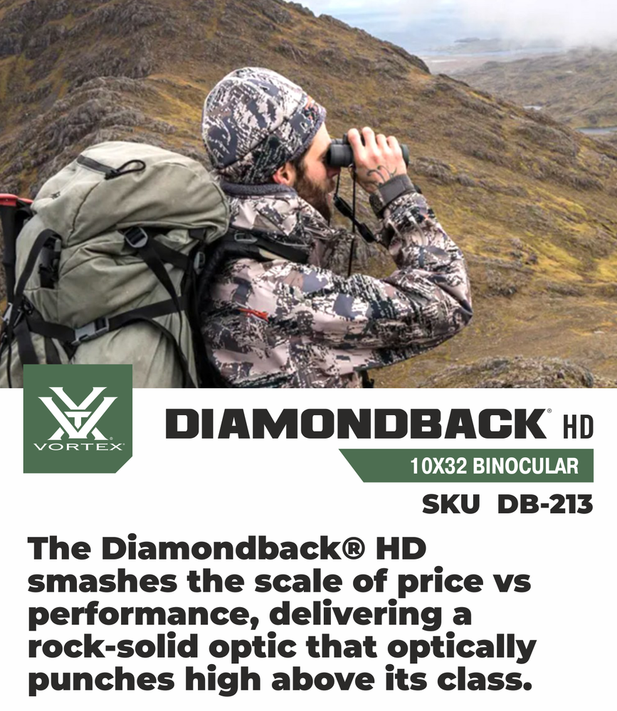 Vortex Optics DB-213 Diamondback HD 10x32 Binocular with Free Hat Bundle
