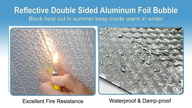 Double Bubble Foil Insulation Reflective Roll 48"x5FT (20SF) FLAME RESISTANT
