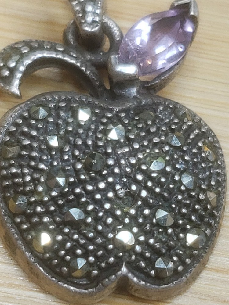 Sterling Marcasite Apple Pendant - Beautiful