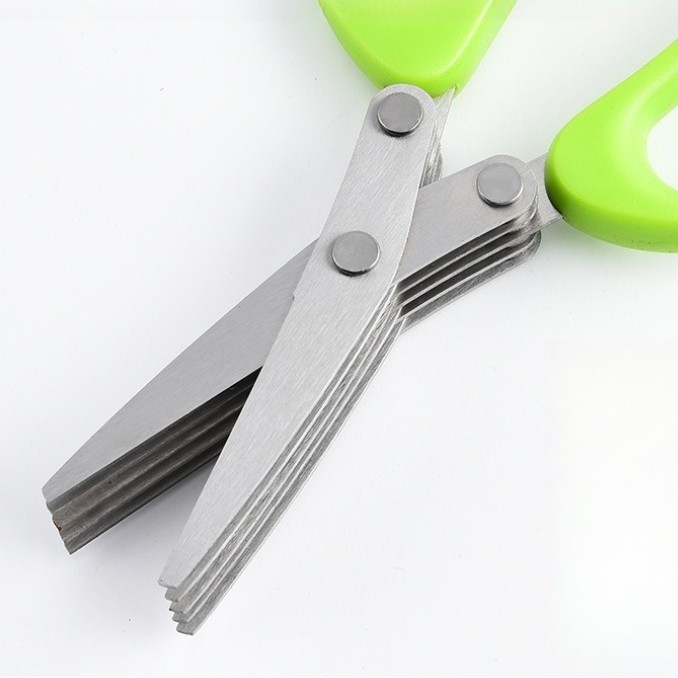 1Pc home kitchen scissors 5-layer multi functional green onion vegetable scissor