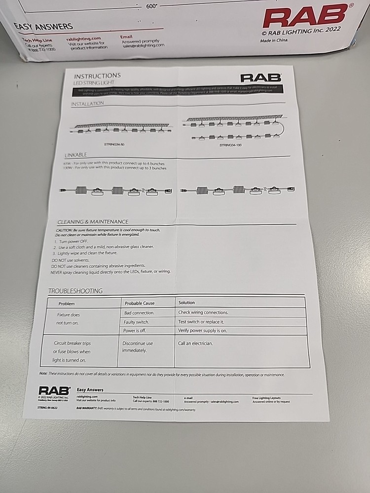 RAB Stringer led String Lights 50ft