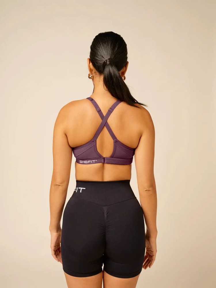 SHEFIT 3Luxe Y Full Coverage Sports Bra Dark Raisin Comfortable Support