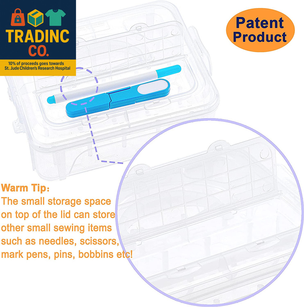 4 Layers Stackable Clear Storage Box/Organizer for Holding 80 Spools Home Embroi