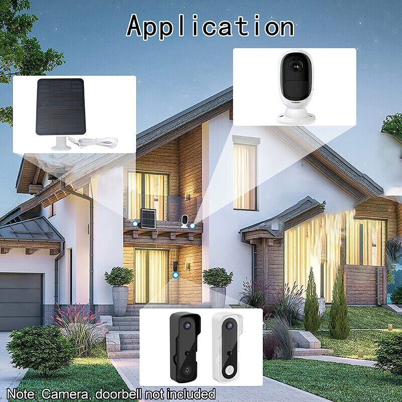 Solar Battery Charger Micro USB+Type-C Charging Solar Panel for Security Camera