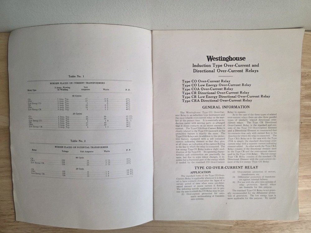 Vtg Westinghouse Induction Type Overcurrent Directional Manual