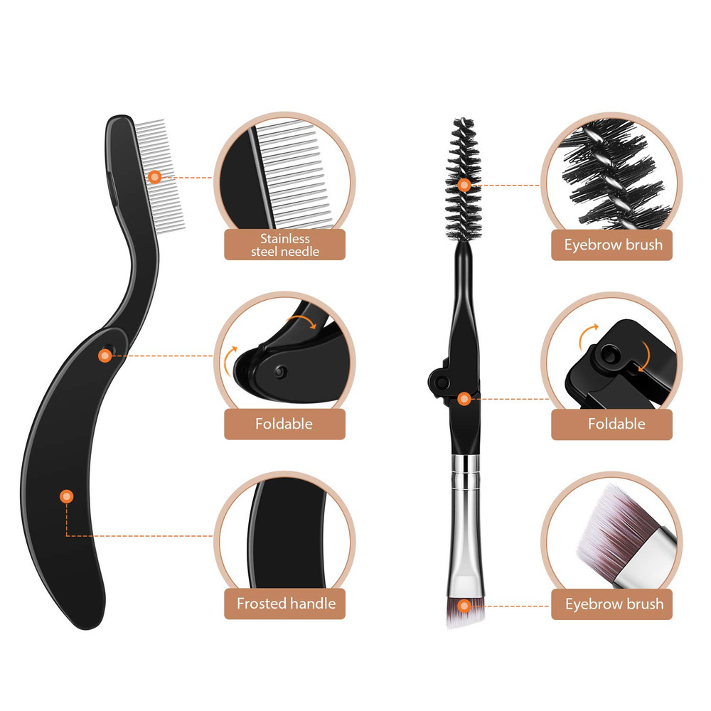 Eyelash Comb Separator Folding Lash Brush Eyebrow Comb Tool 4 Pack Set