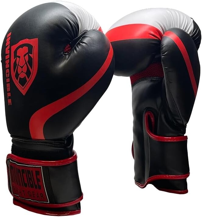 Invincible Fight Gear Standard Leather Hook and Loop Training Boxing Gloves