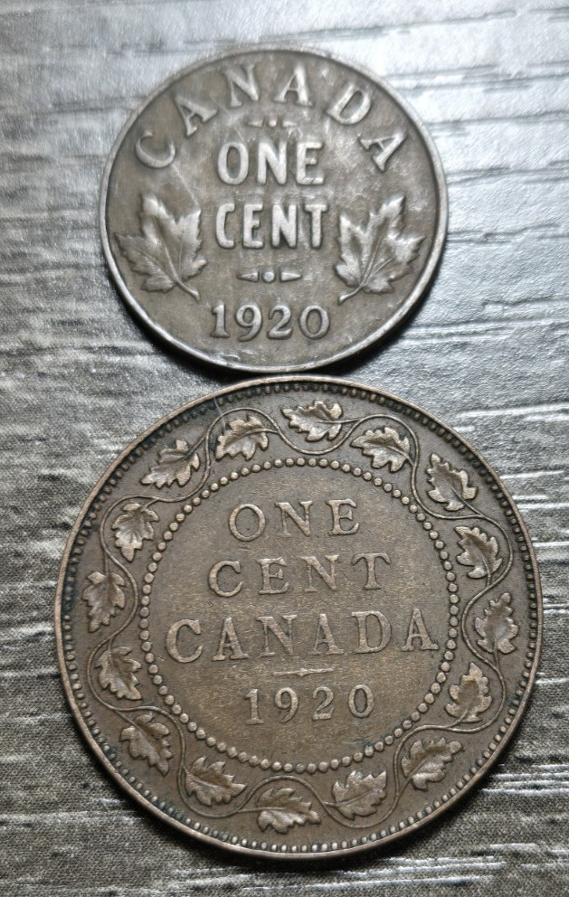1920  CANADA LARGE CENT & SMALL CENT    PR203 *COMBINED SHIP