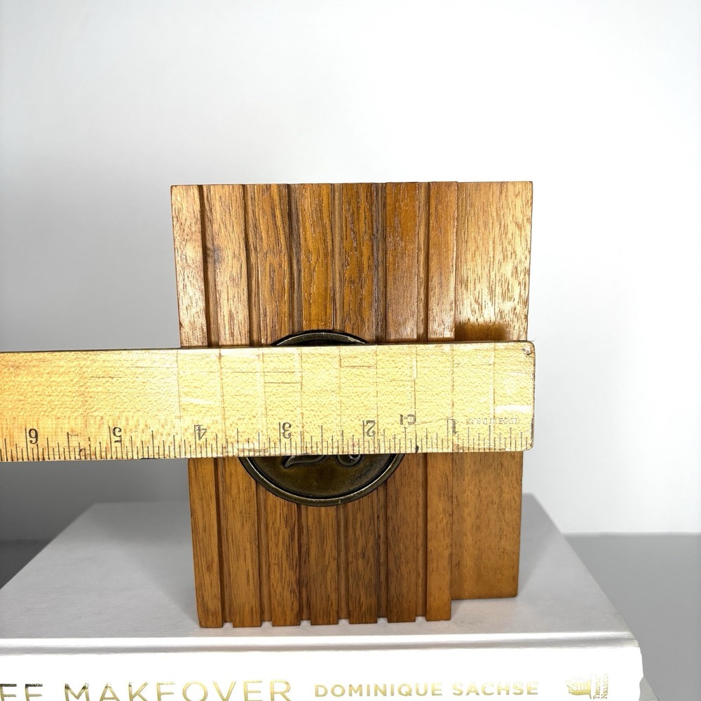 Bookends Solid Walnut Wood Personalized Initial Letter H Mid-Century Modern Book