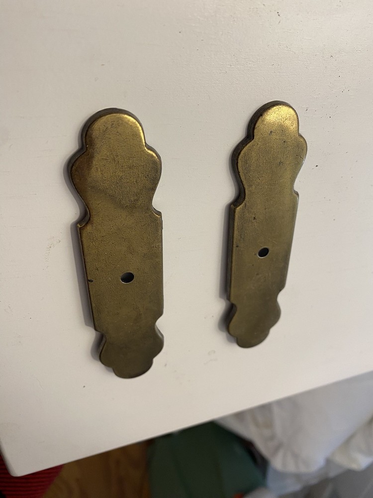 Vintage Amerock Continental Solid Brass Drawer Pull Backplates – Pair – B1052 B1