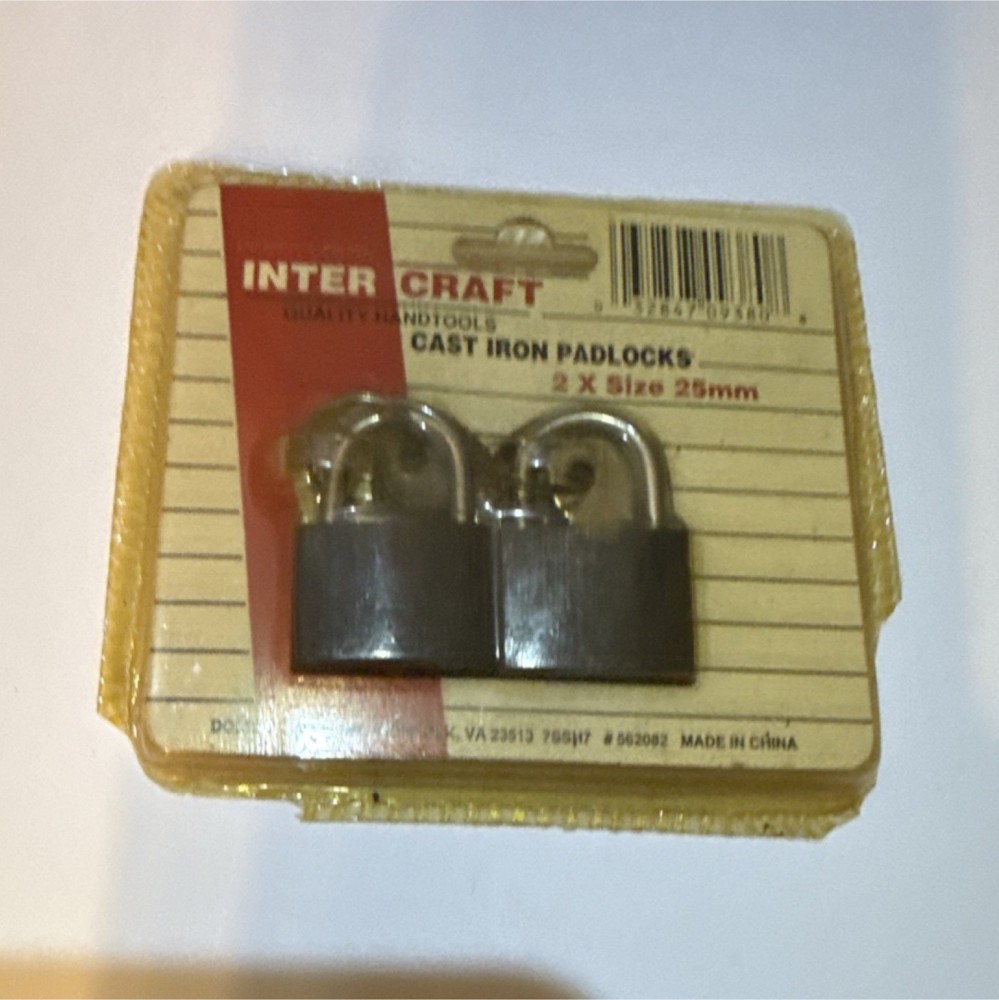 Inter Craft Cast Iron Padlocks 2-Pack 25mm Silver Body with Keys 562082