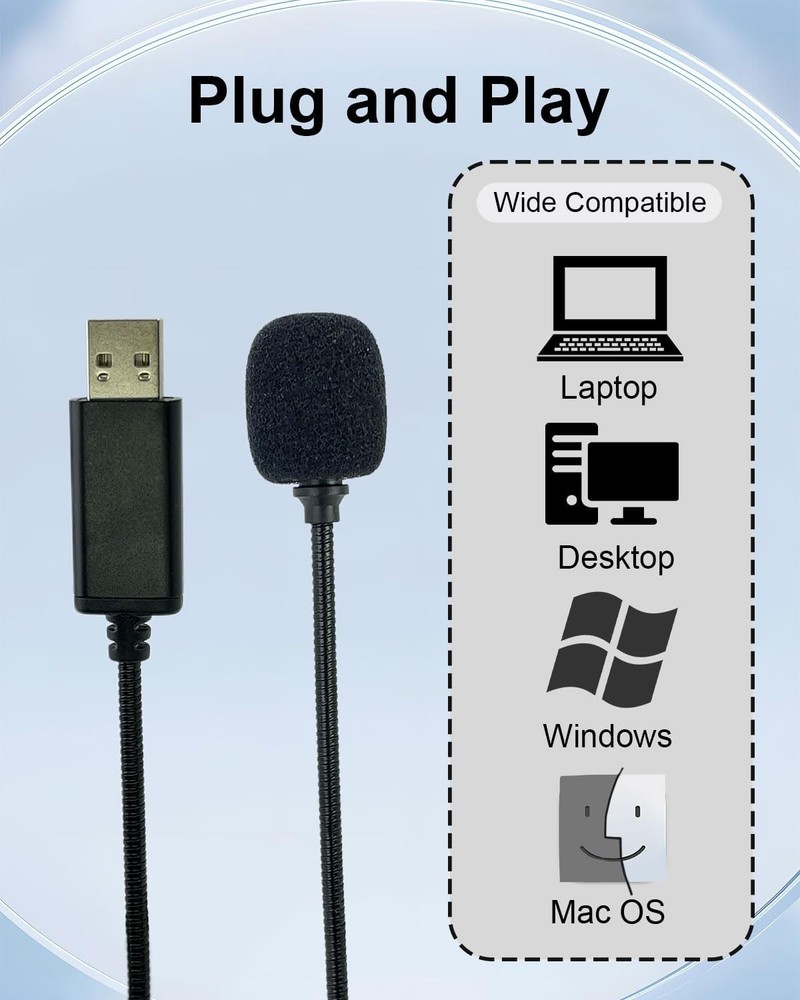 Compact Plug & Play USB Microphone - Crystal Clear Sound for Content Creation