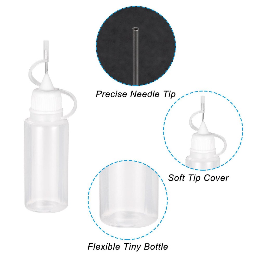 20Pcs Needle Tip Bottle Precision Plastic Applicator with White Cap 10ml