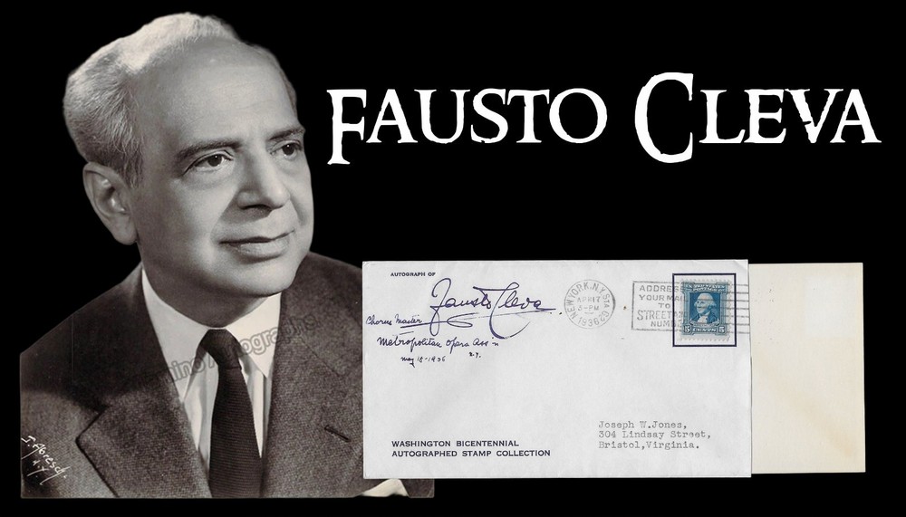 Fausto Cleva - Authentic Signature 1936 Signed Autograph FDC postdated cover