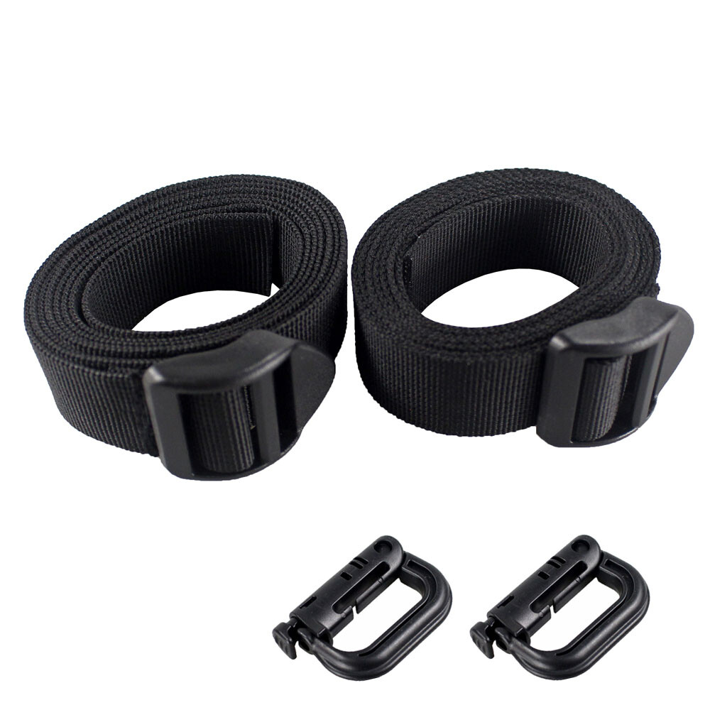 2PCS Tactical 55" Length 1" Width Hunting MOLLE Pack Webbing D-Ring Clips Straps