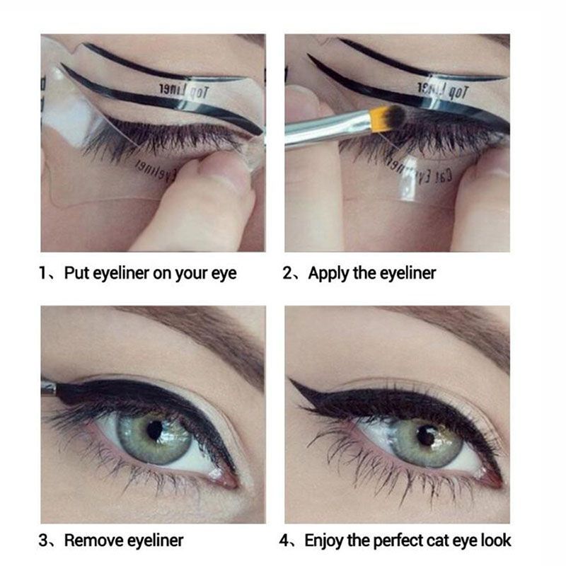 Winged Eyeliner Stencil-Template Shaping Tools Eyebrows Card Eye Makeup Tool 2PC