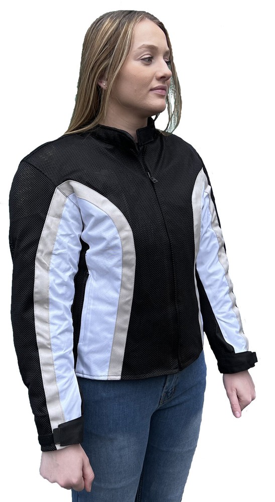 BGA Women's Xena Fully Vented Removable WP Liner Motorcycle Jacket White