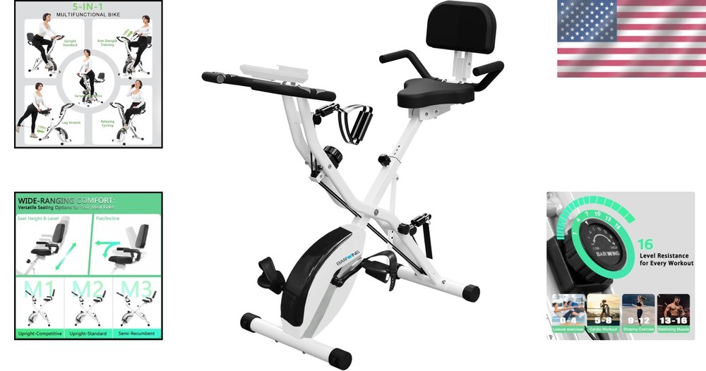 Foldable Exercise Bike with 16-Level Magnetic Resistance