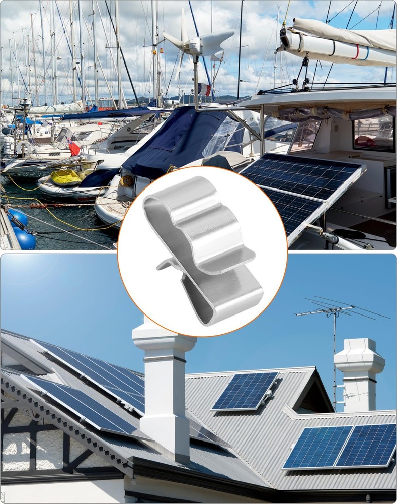 QWORK Solar Panel Clips: 100pcs Stainless Steel Double Wire Trailer Clips, 0.89