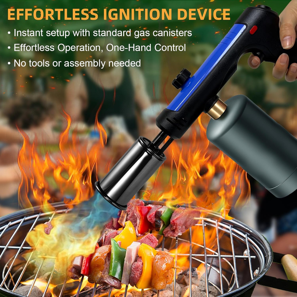 Powerful Propane Torch with One-Touch Max Fire, Adjustable Kitchen Torch with Sa