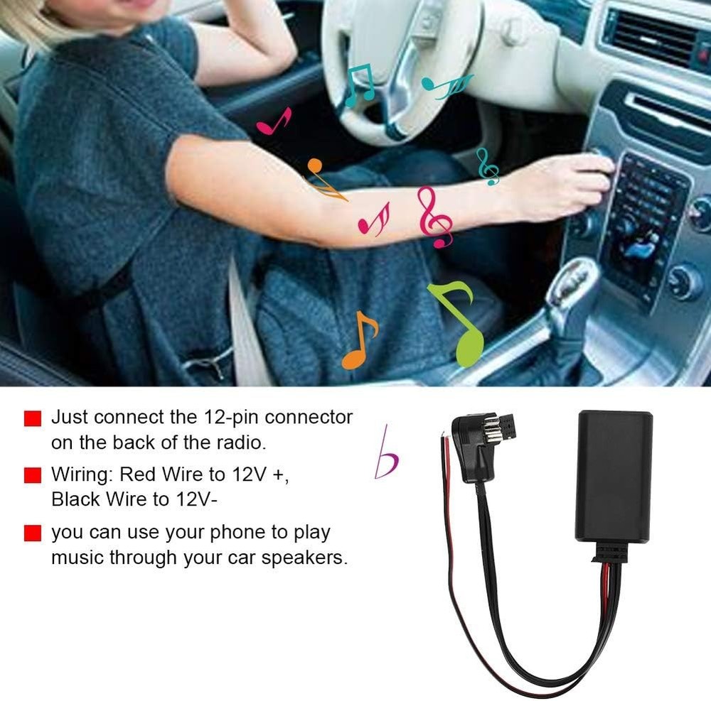 Akozon Car Bluetooth Adapter, AUX Adapter for Audio Black