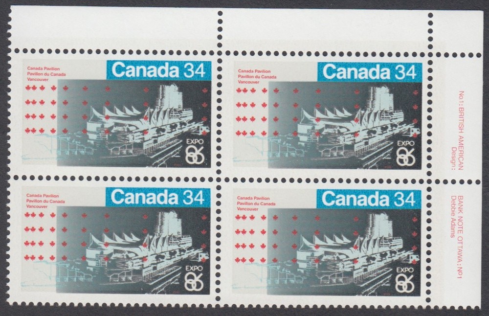 Canada - #1078 Expo 86 Plate Block - MNH