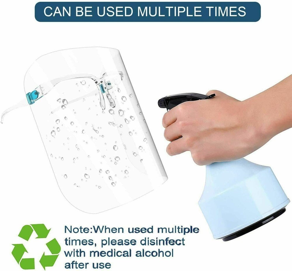 8 Pack Reusable Glasses Frame Face Shield Clear Visor Protective from Droplets.