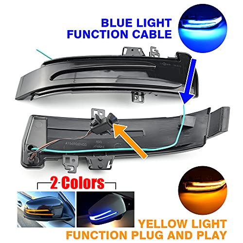 2pcs Dynamic Sequential Blink Compatible with Be-nz W204 CLA A B C Blue+Yellow
