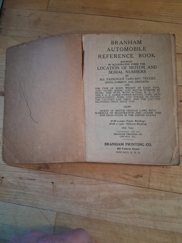 1943,49,53 Branham Automobile Reference Book