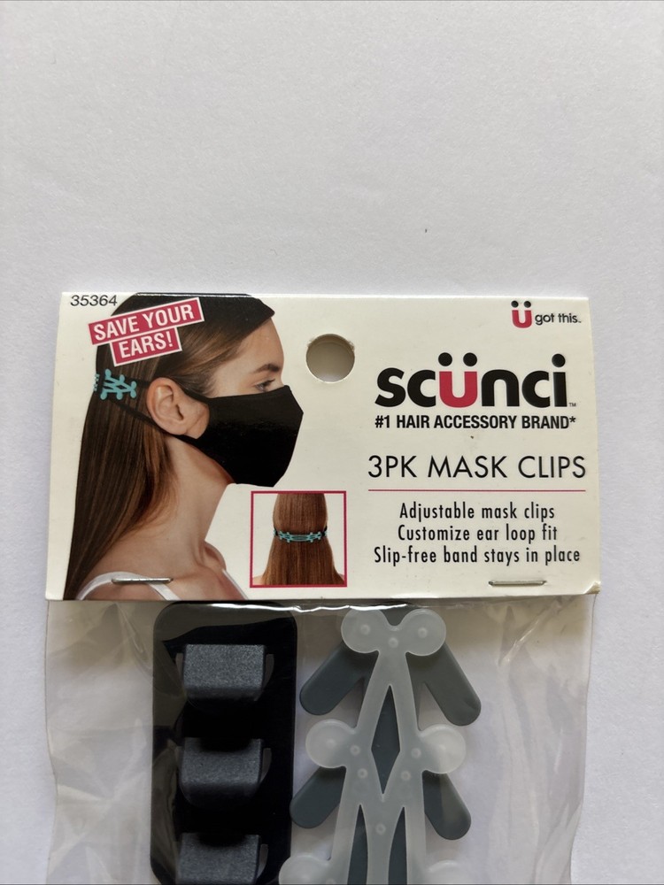 Scunci Adjustable Ear Strap Saver, Extender Holder, Comfortable Band Clip (3pc)