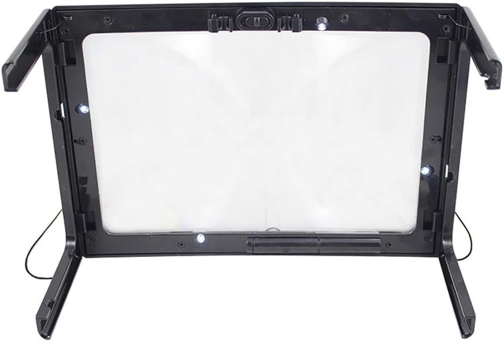 Full Page Reading Magnifier Standing Hands Free Desktop Portable 4 LED Light Pro