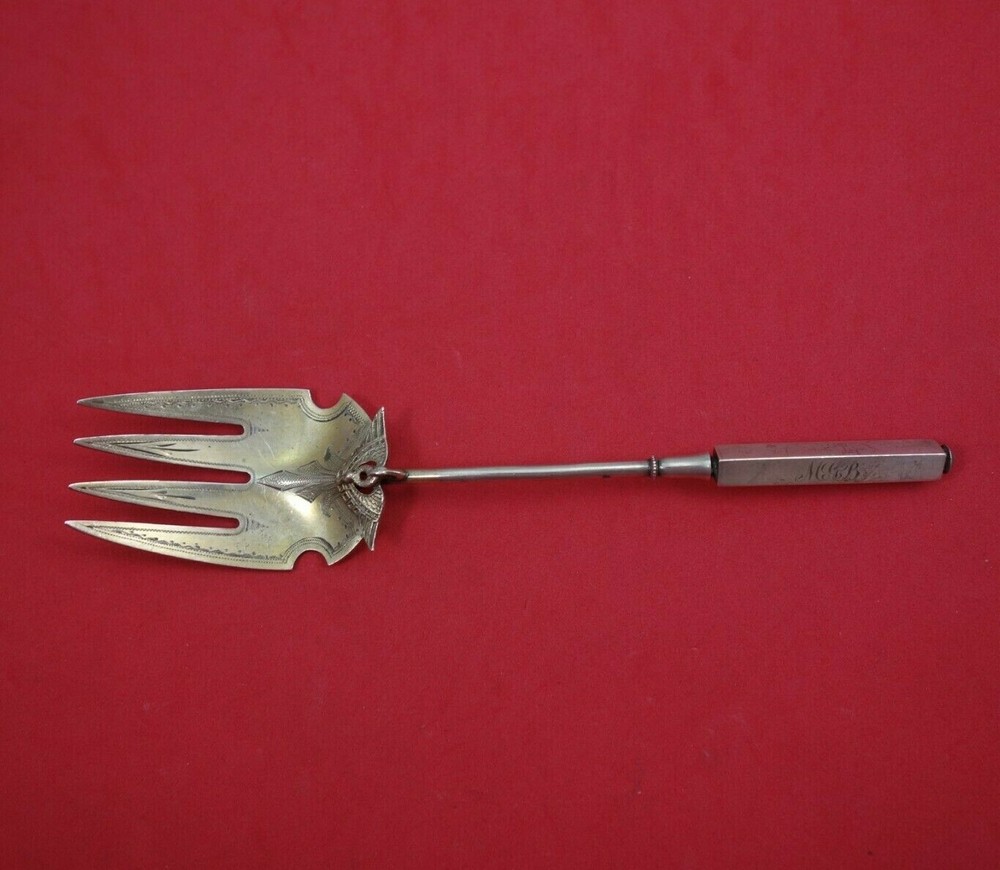 Isis by Gorham Sterling Silver Beef Fork Gold Washed Bright-Cut 7" Heirloom