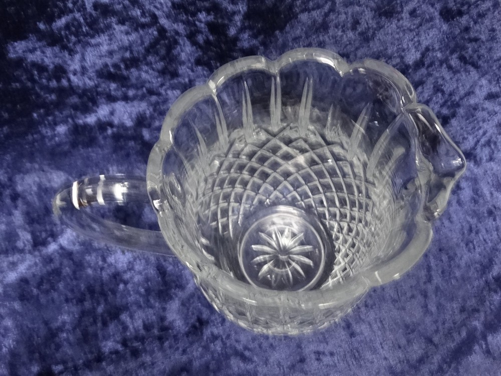 Vintage Crystal D'Arques Longchamps Diamond Pattern Sunburst Pitcher 7 1/2" h