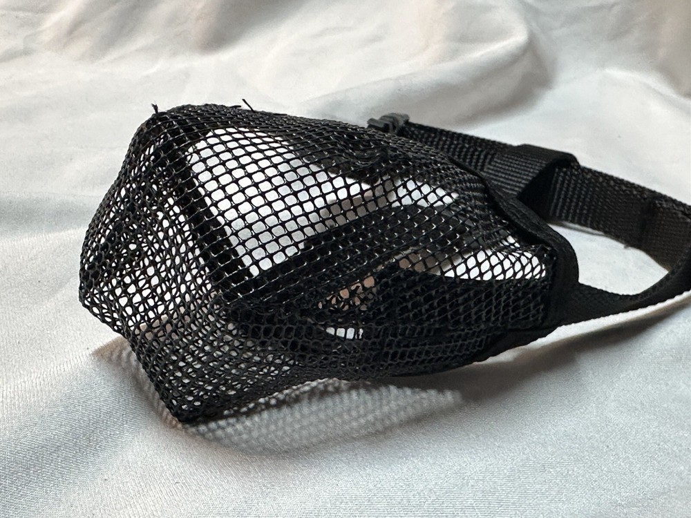 XS Dog Muzzle Breathable Mesh Adjustable Blk Muzzle Allows Panting Drinking New