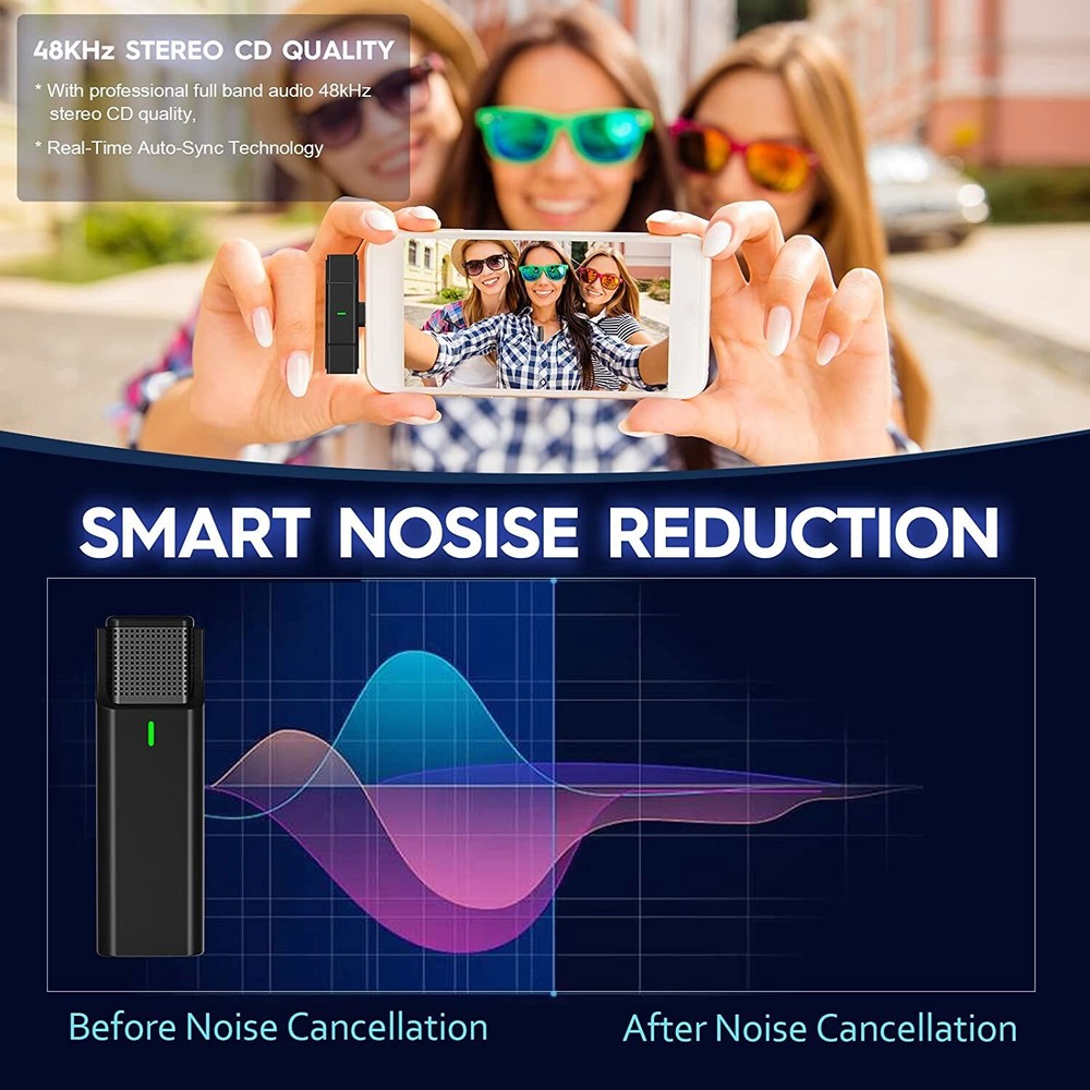 Plug-Play Wireless Lavalier Microphone for iPhone iPad with Charging Case, MPEDO