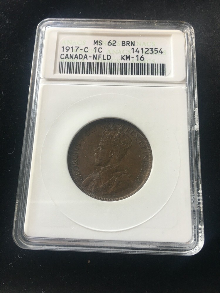 1917c  ANACS Graded Newfoundland,  Large ¢1 Cent, **MS-62** #2354