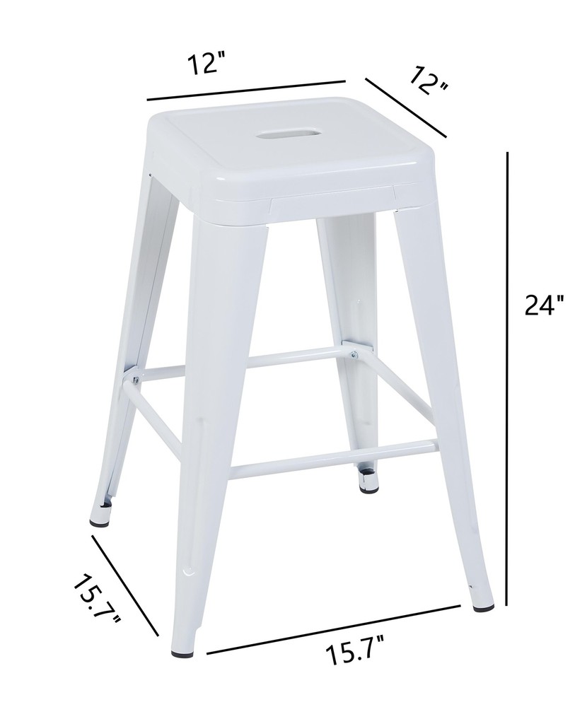 24 Inch Counter Height Stool, Backless Metal Bar Stools Set of 2, Non-Stackabl