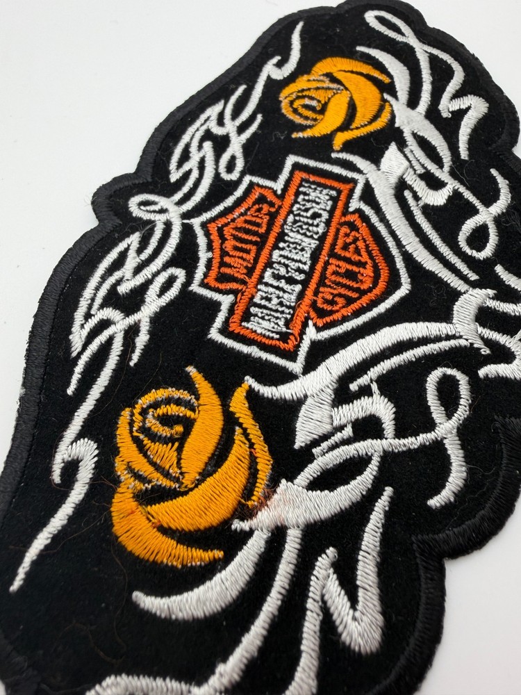 Harley-Davidson Cycles Biker Patch Roses Iron On *Slight Thread Imperfections*