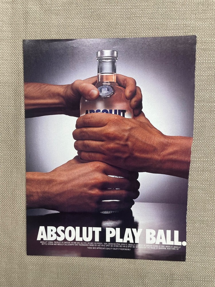 Absolut Vodka Play Ball 1995 Magazine Advertisement AD
