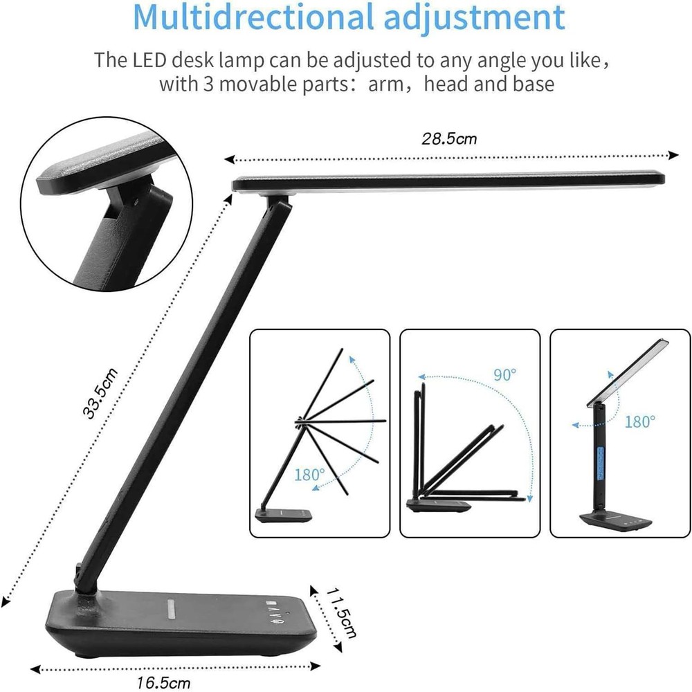 Smart Alarm Clock Lamp with Transparent Multi functional Table Lamp T26 Black