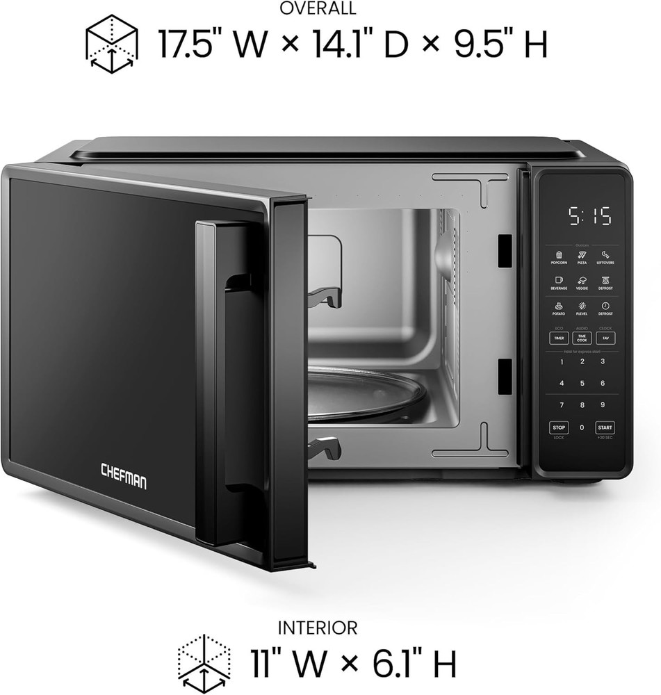 Compact Microwave - 0.7 Cu. Ft., 700 Watts, 6 Presets, Black
