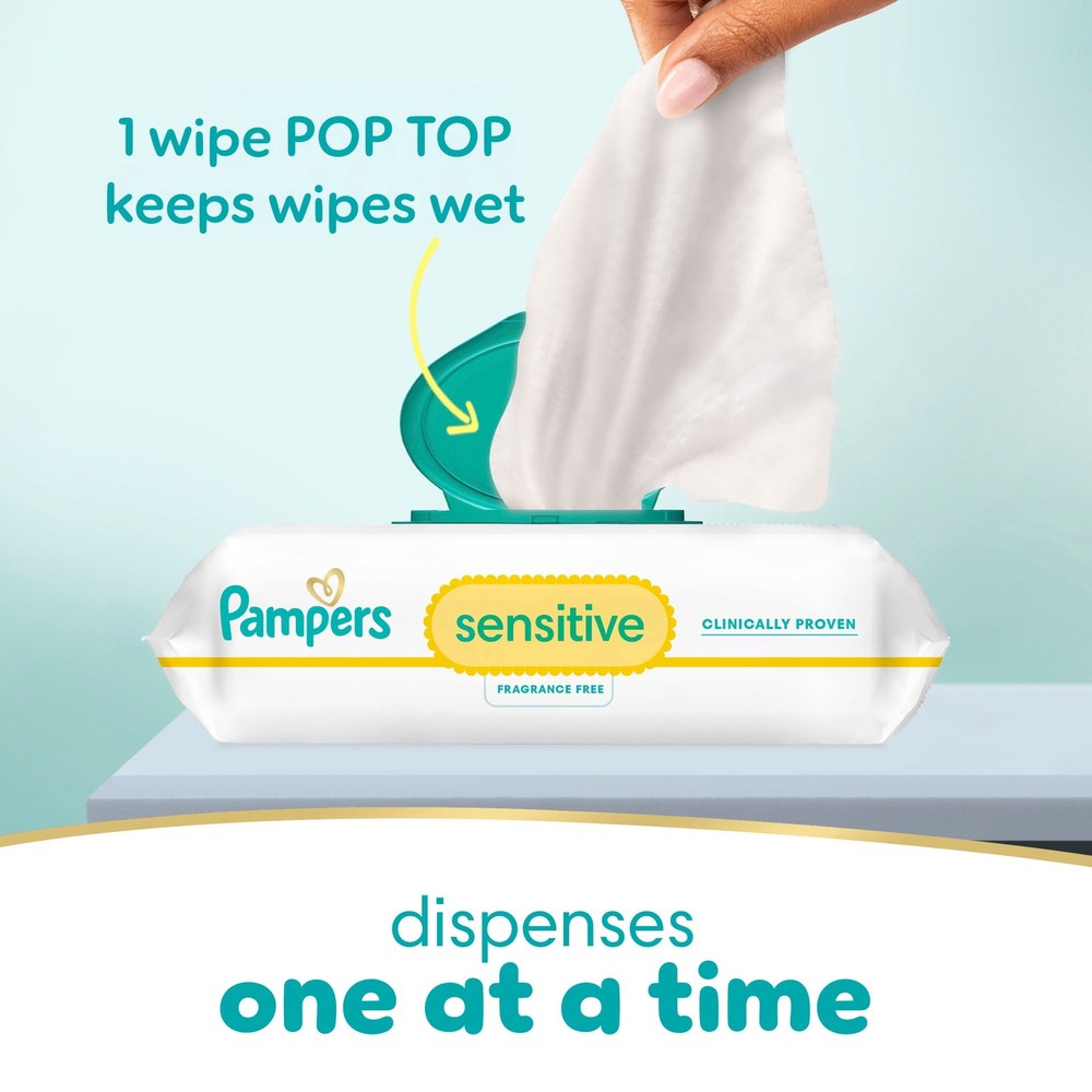 Pampers Sensitive Baby Wipes Unscented, 16 Pack, 1344 Total Count