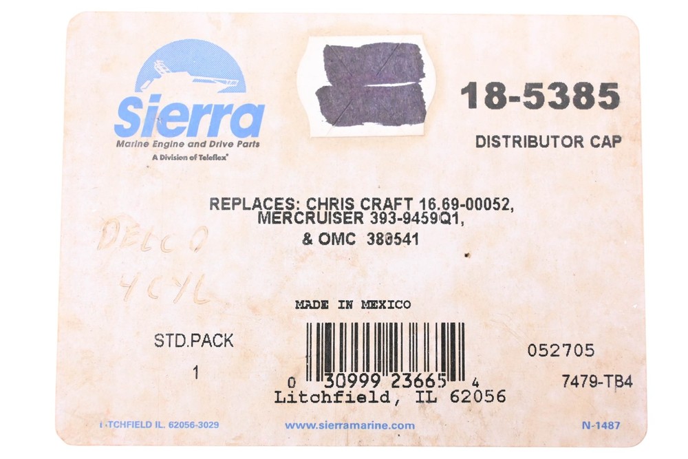 Sierra 18-5385 Distributor Cap NOS